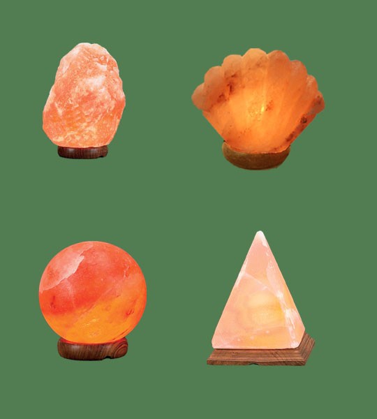 Himalayan Salt Lamps 1 Micro + 1 Sea Shell + 1 Sphere + 1 Pyramid